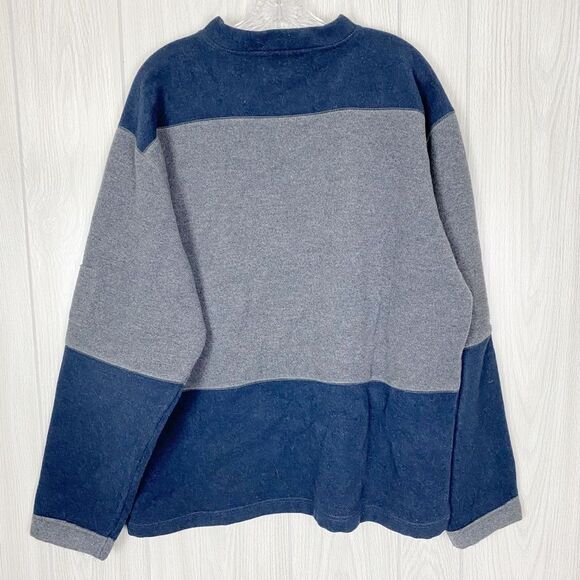 Ted Baker | Gray & Blue Color Block Fleece V-Neck Sweater Size 5 (XL) - Picture 2 of 12